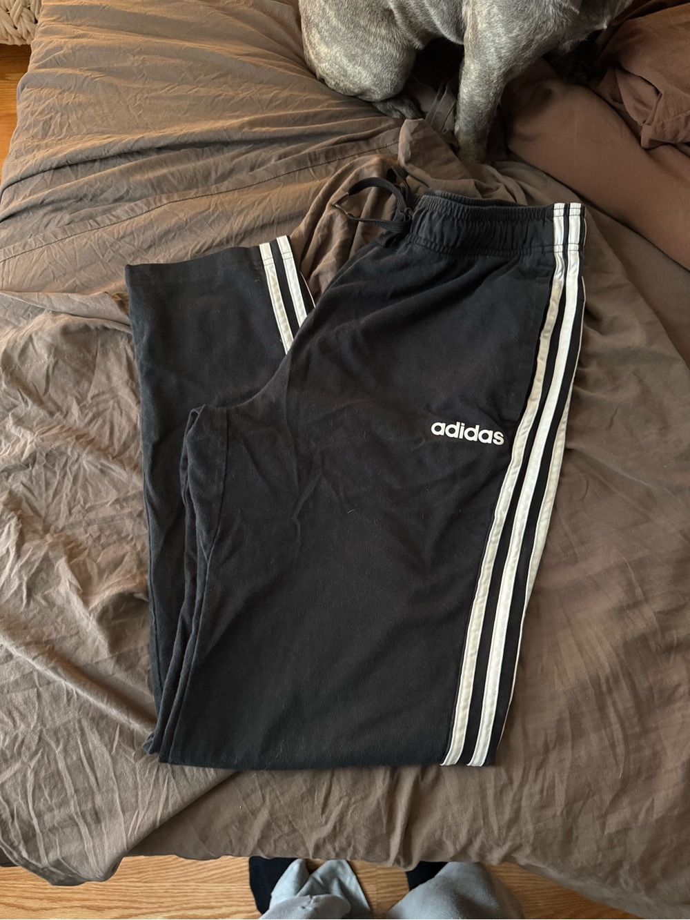 adidas Black Jogger Pants with White 3-Stripes